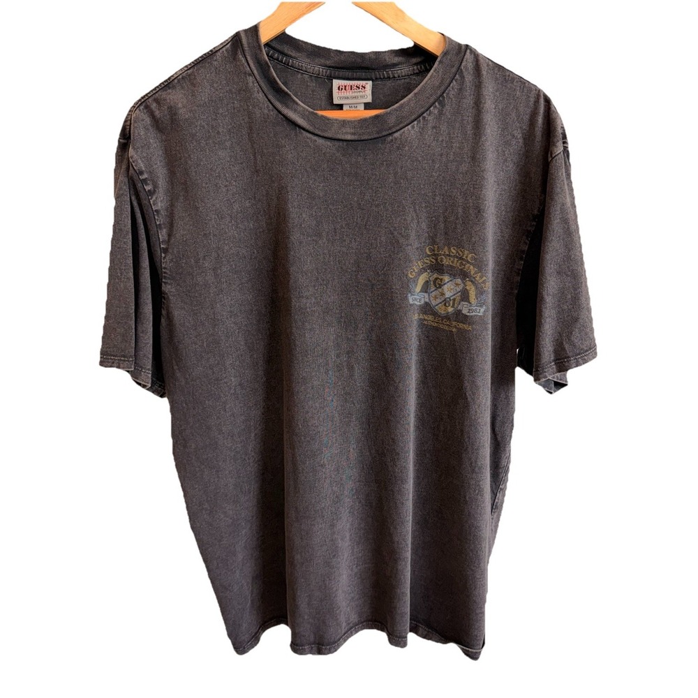 Guess Originals Mens Short Sleeve Letterman Classic Gray T-Shirt Sz Medium